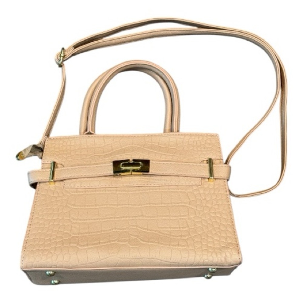 Beige tan handbag with crossbody strap